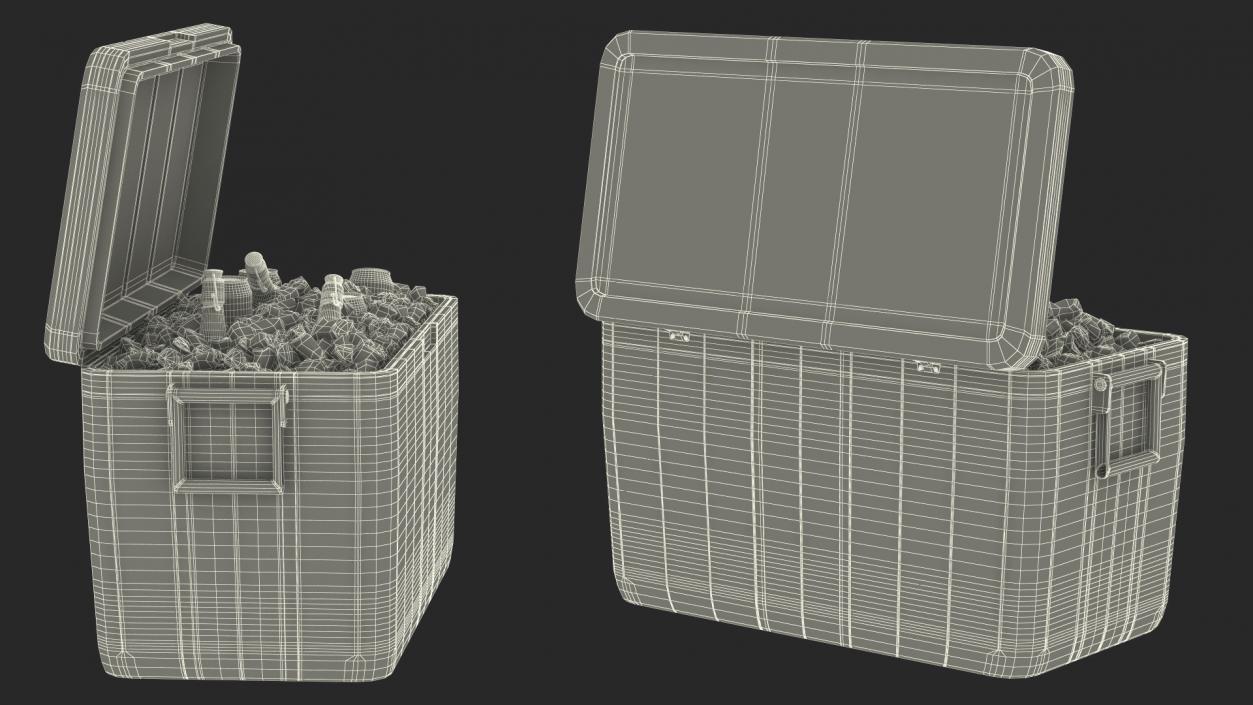 3D model 48-Quart Cooler Red with Ice and Bottles