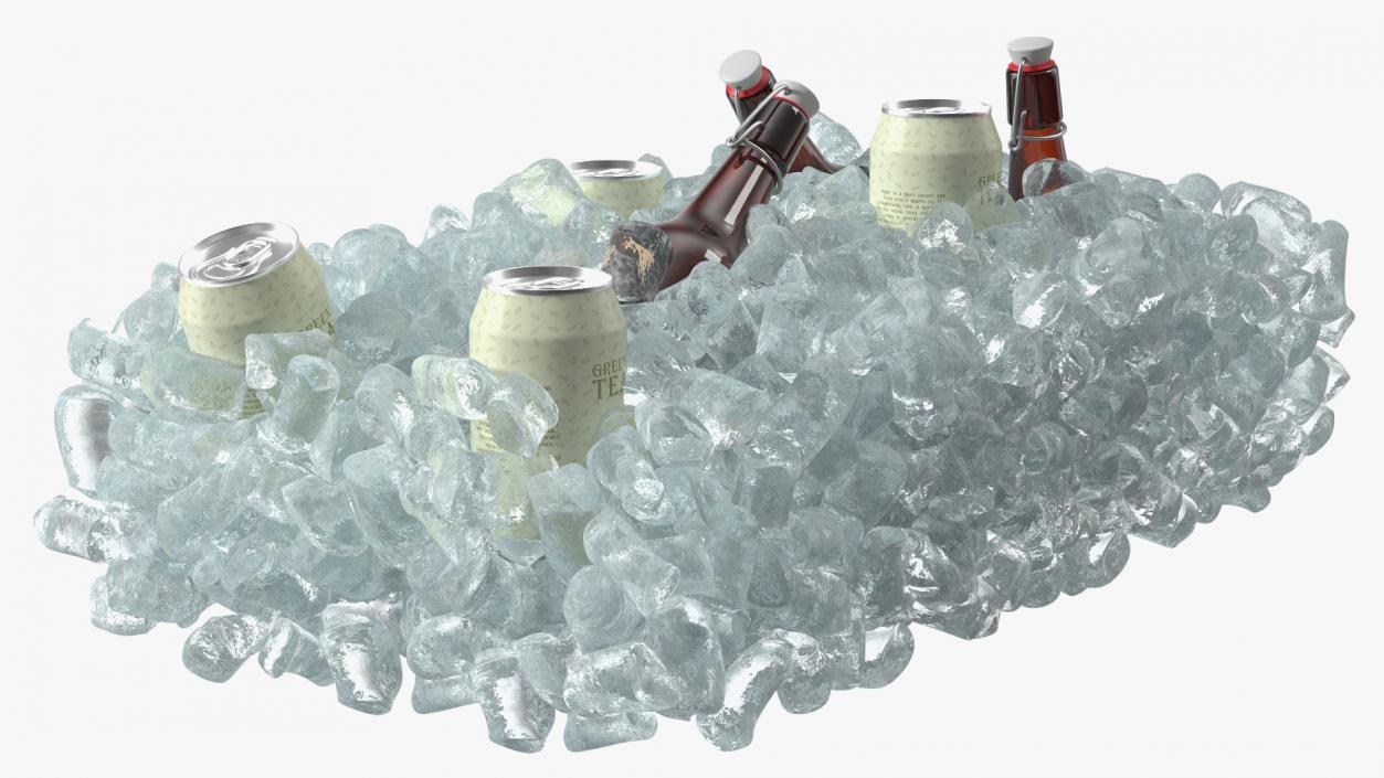 3D model 48-Quart Cooler Red with Ice and Bottles