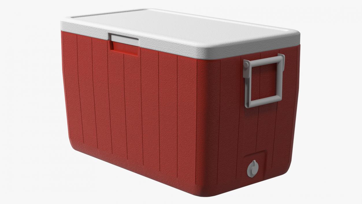 3D model 48-Quart Cooler Red with Ice and Bottles