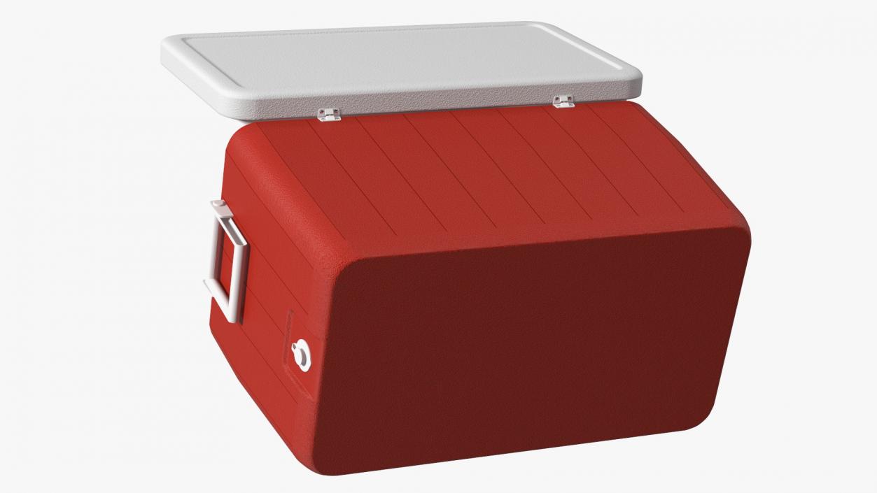 3D model 48-Quart Cooler Red with Ice and Bottles