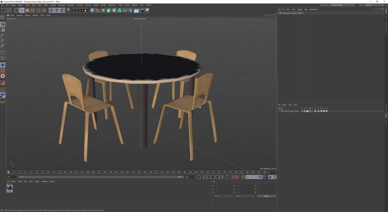 Round Library Table 3D model