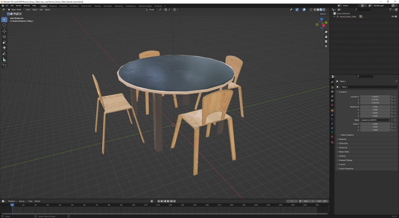 Round Library Table 3D model