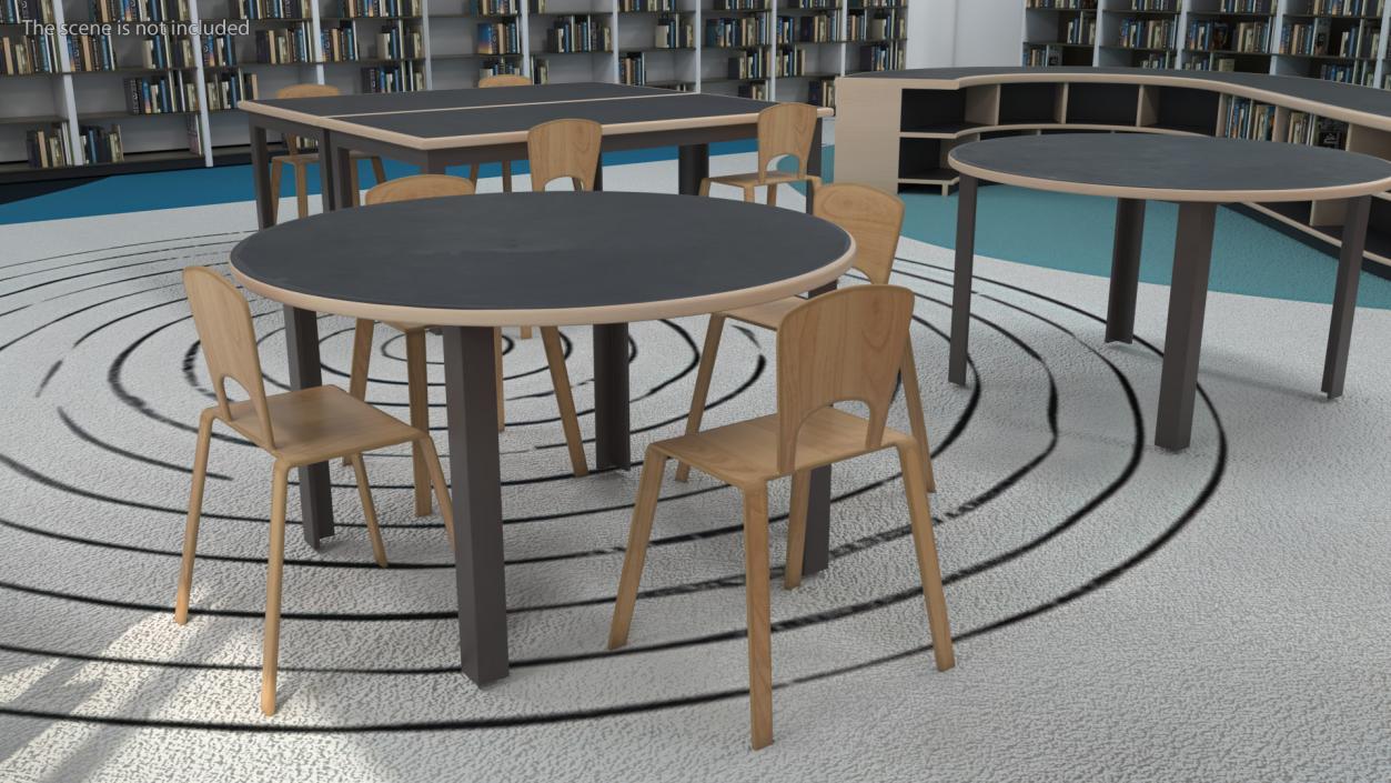 Round Library Table 3D model