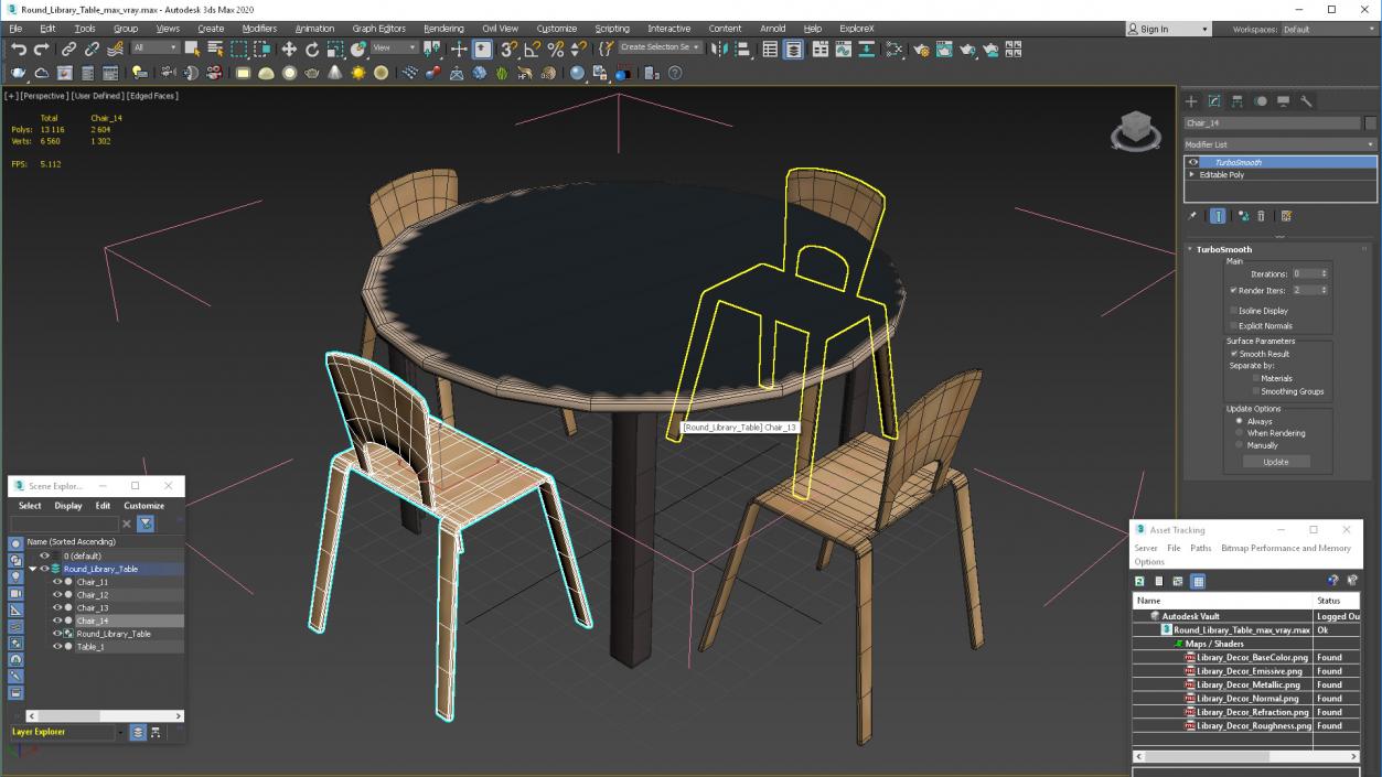 Round Library Table 3D model