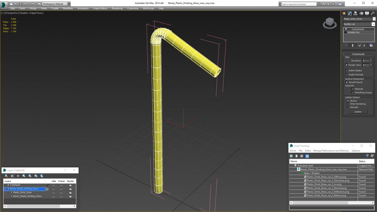 3D Bendy Plastic Drinking Straw model