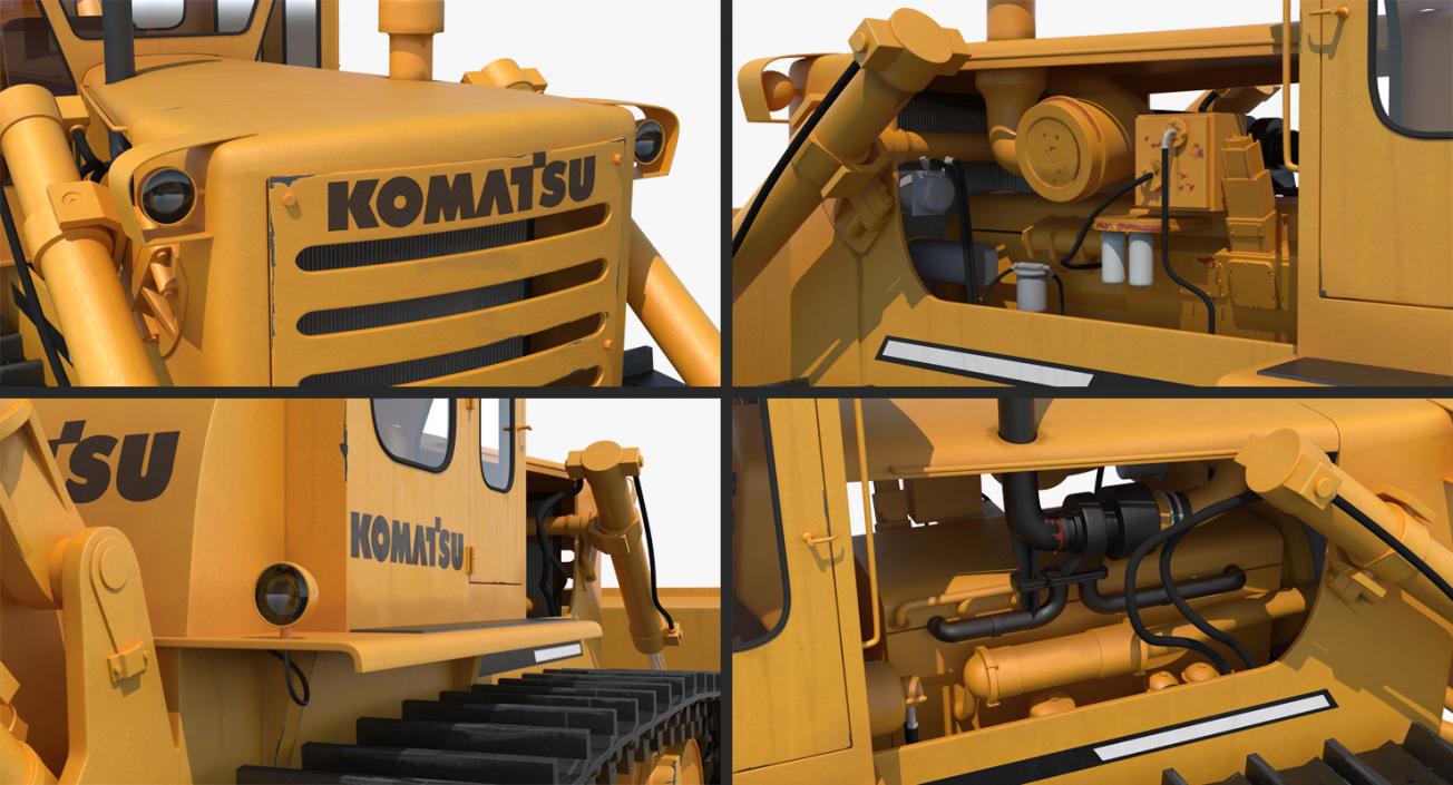 Bulldozer Komatsu Rigged 3D model