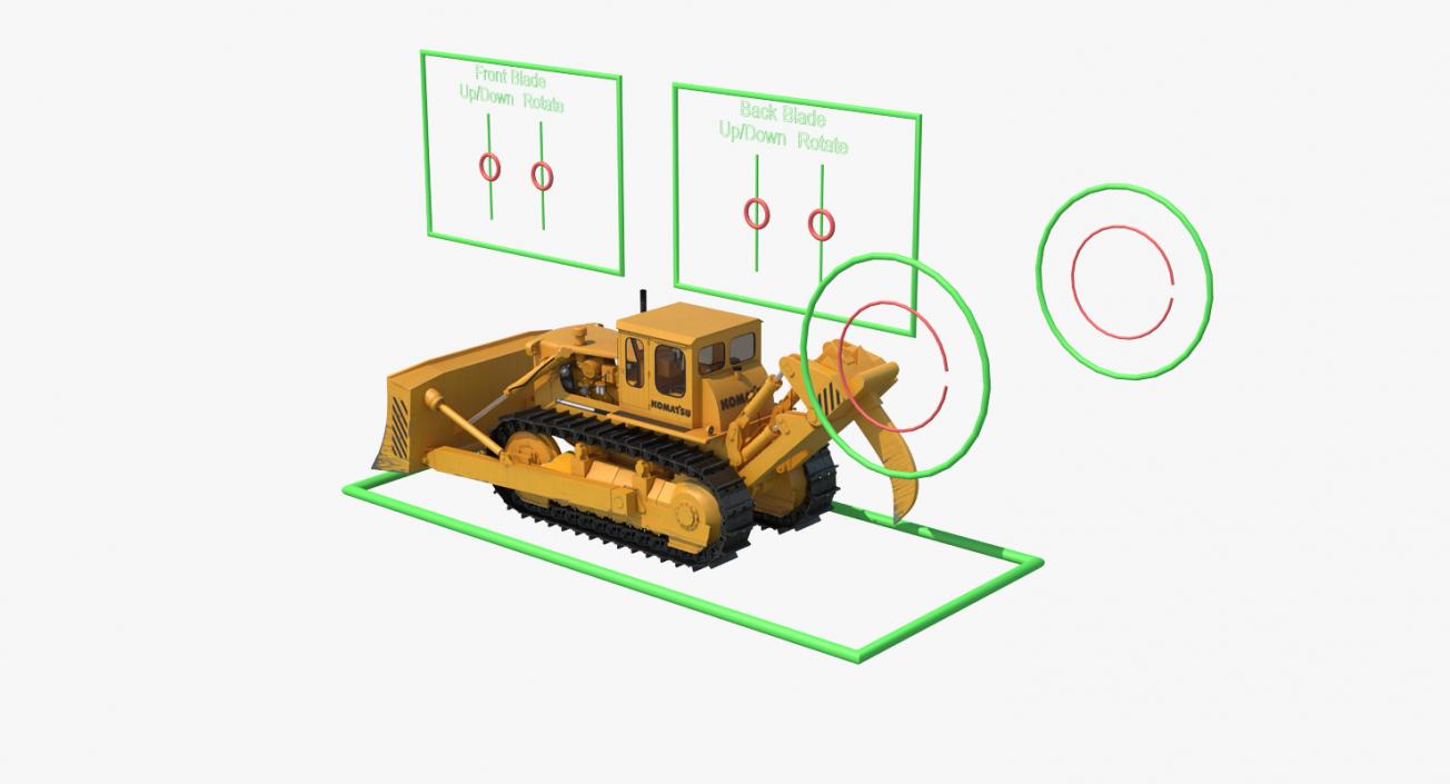 Bulldozer Komatsu Rigged 3D model