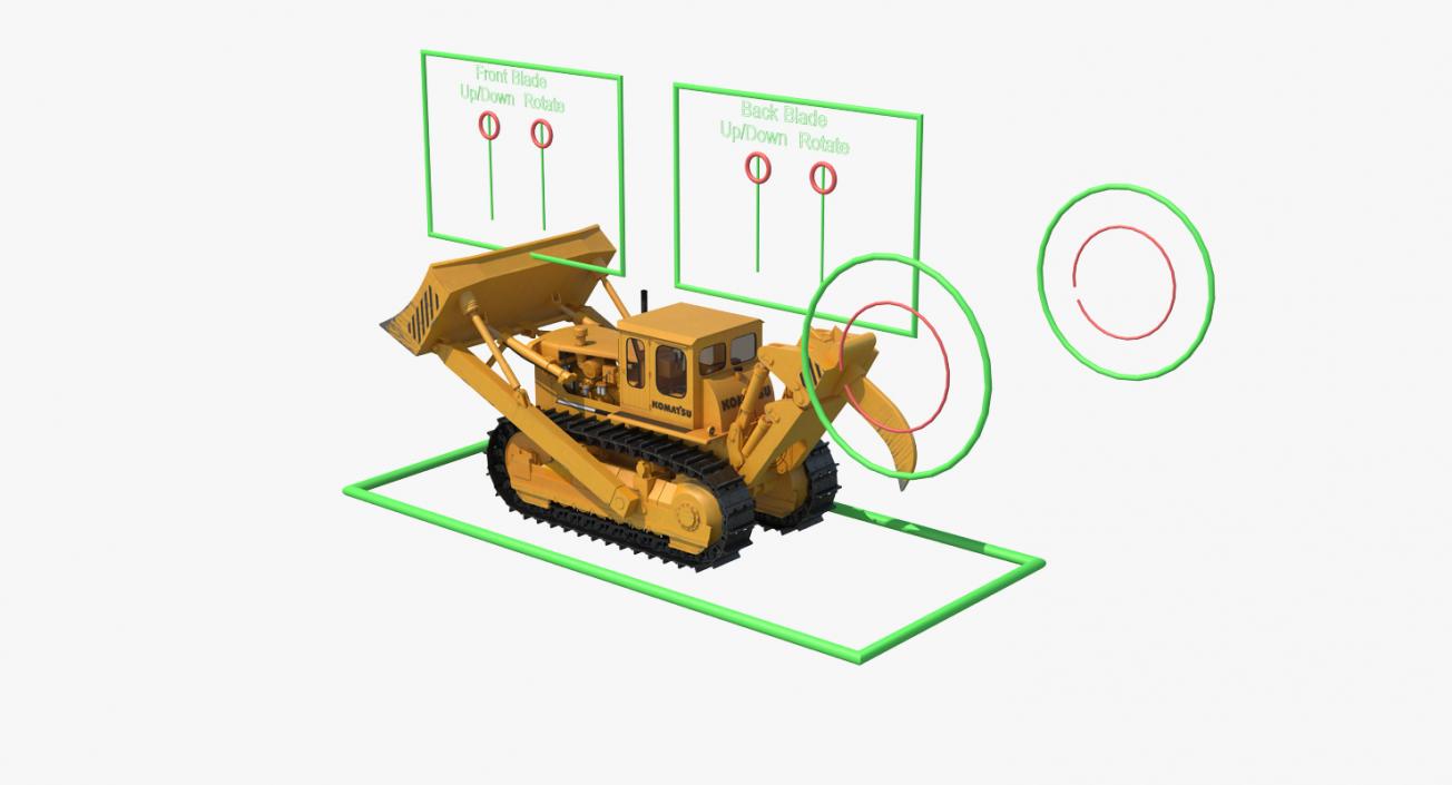 Bulldozer Komatsu Rigged 3D model