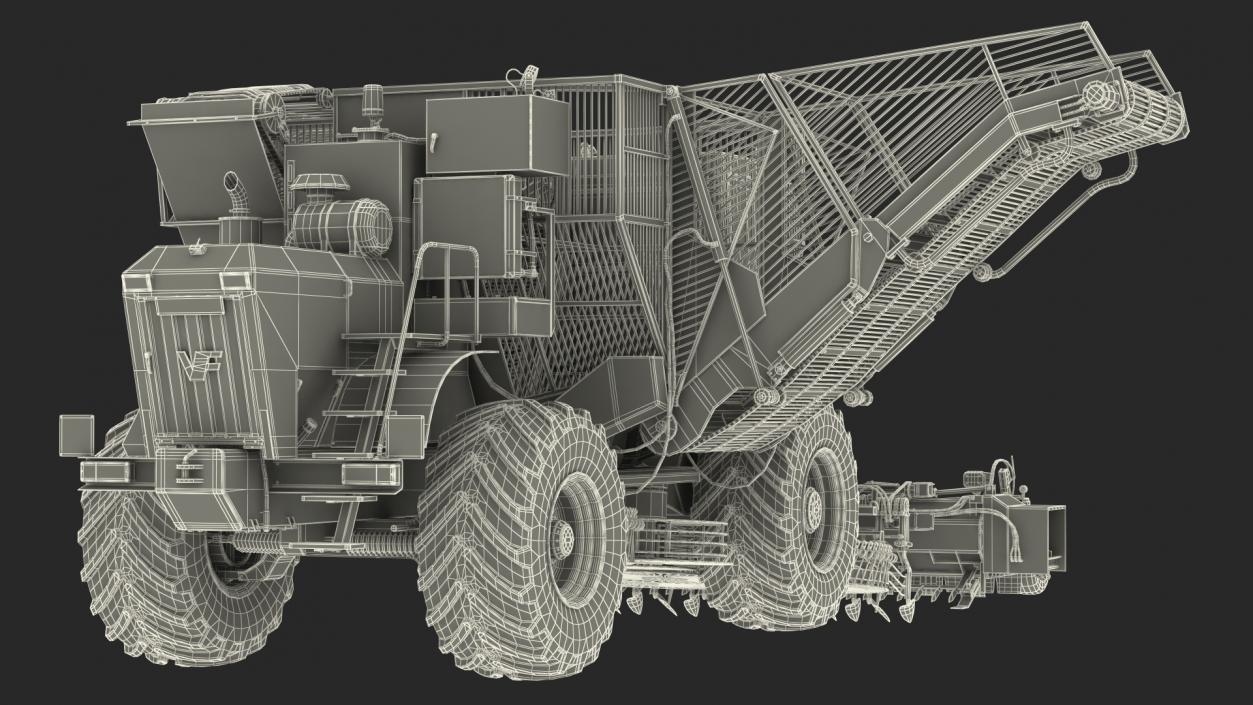 Self Propelled Sugar Beet Harvester Rigged 3D