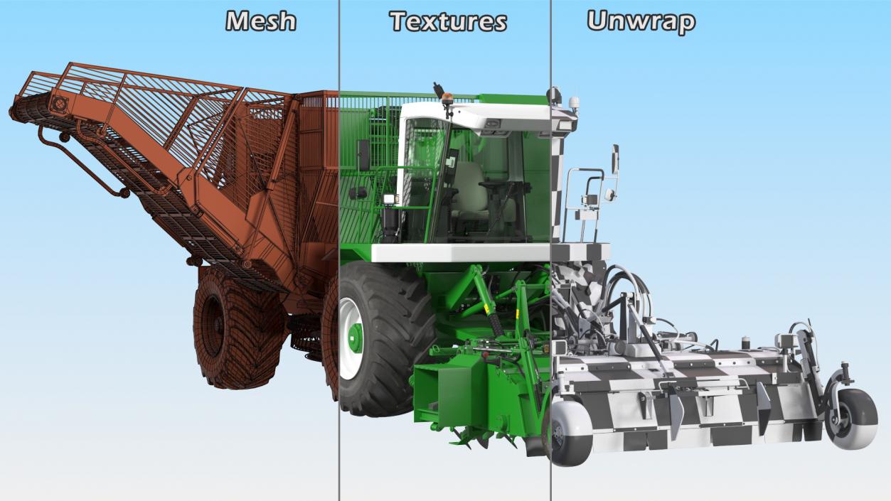 Self Propelled Sugar Beet Harvester Rigged 3D