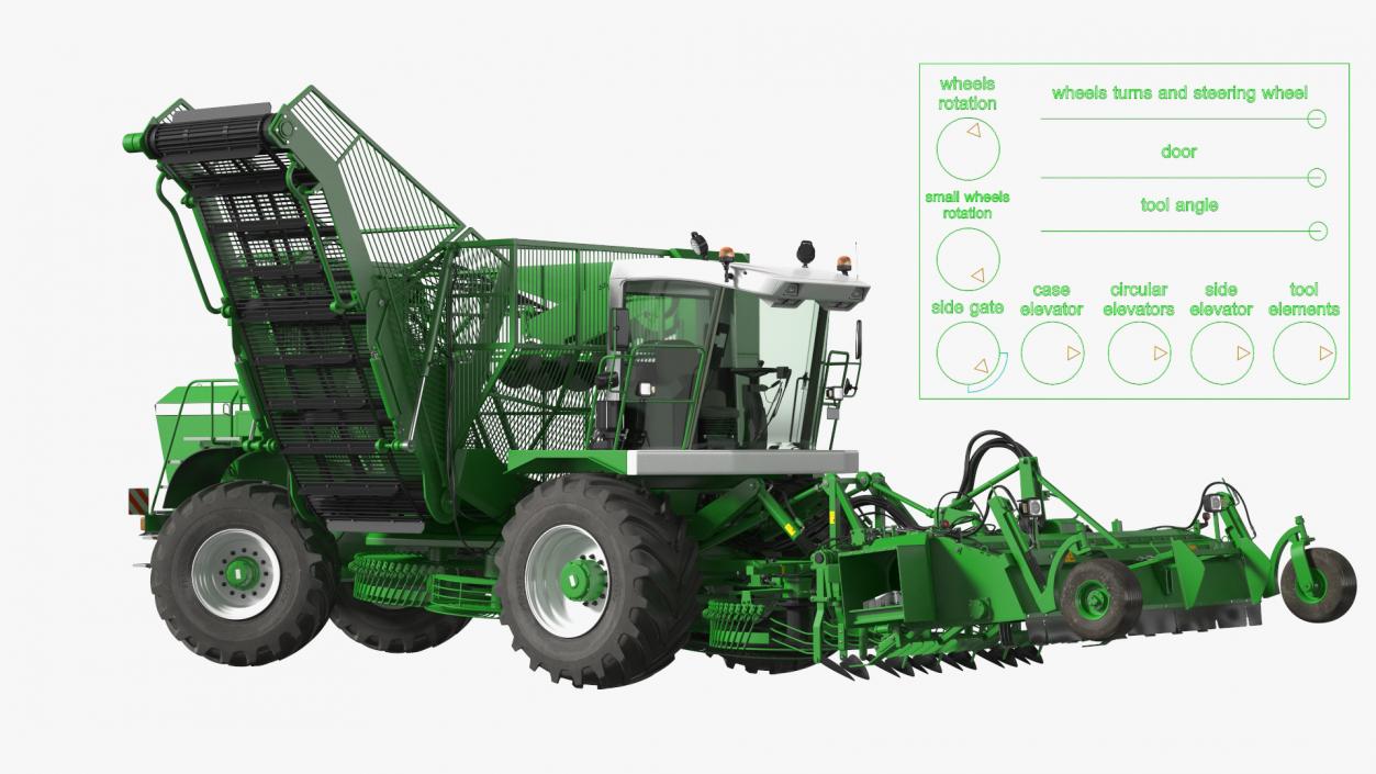 Self Propelled Sugar Beet Harvester Rigged 3D