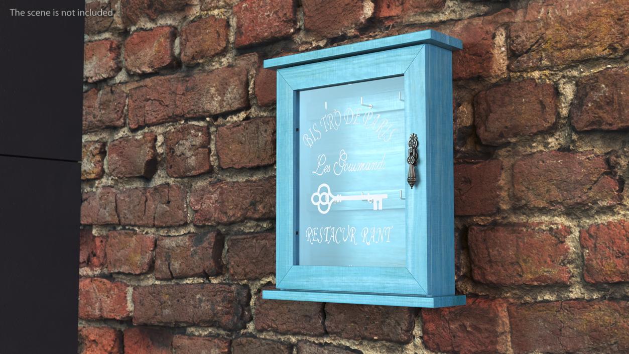 3D Pastoral Style Wooden Key Holder Box Blue