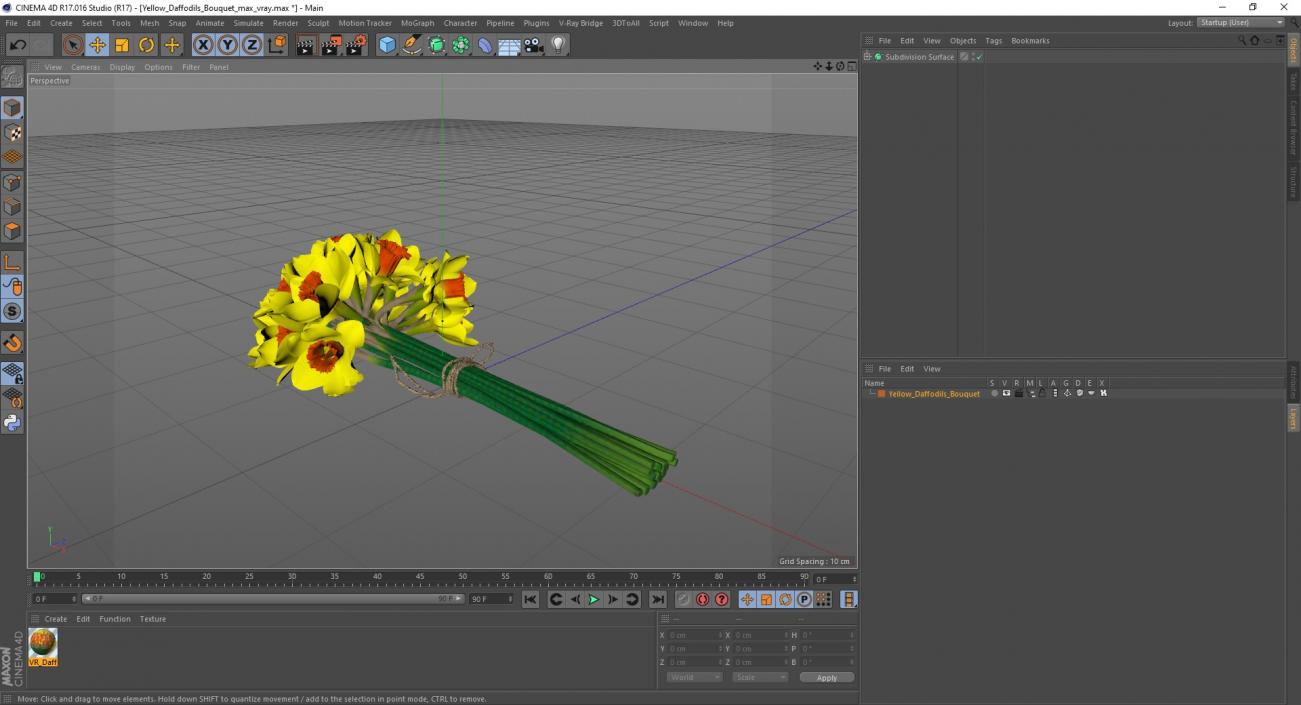 Yellow Daffodils Bouquet 3D model