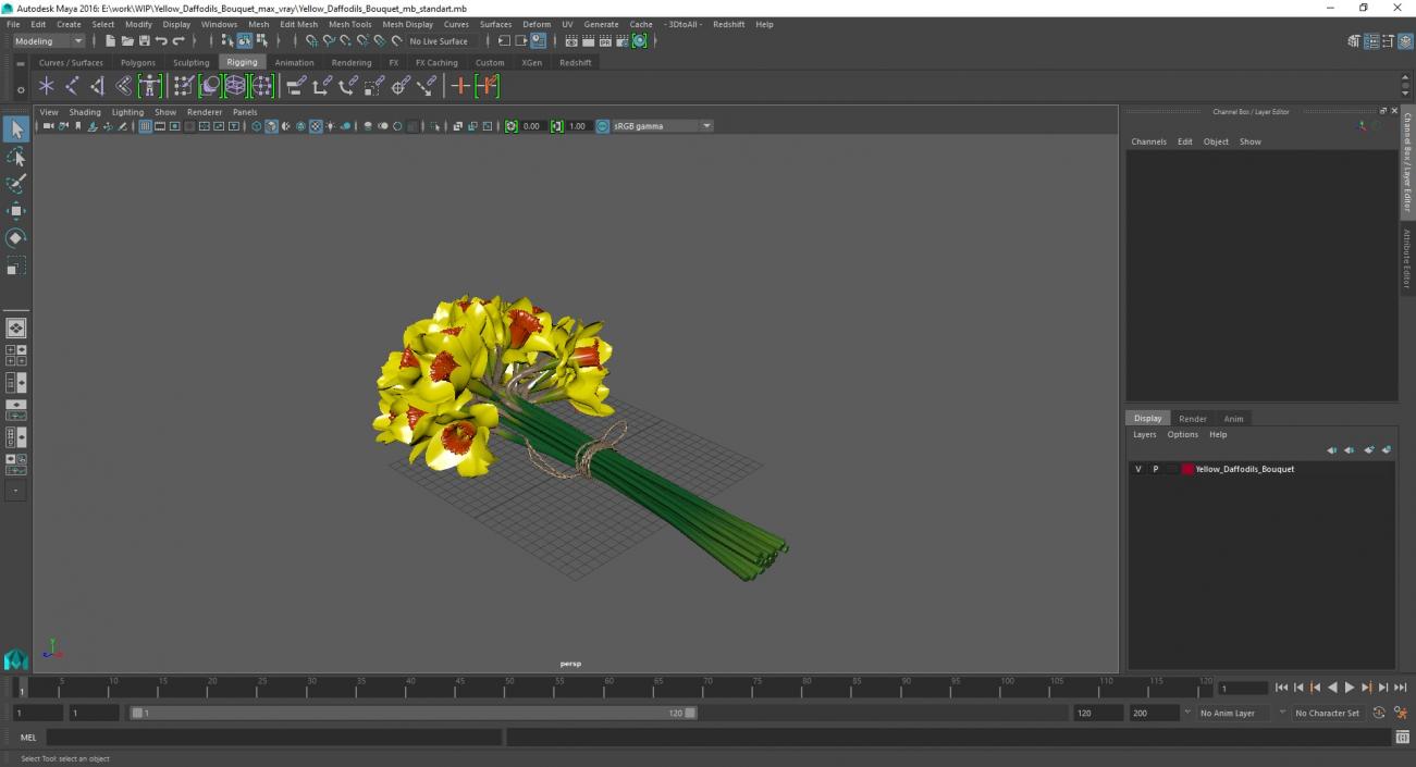 Yellow Daffodils Bouquet 3D model