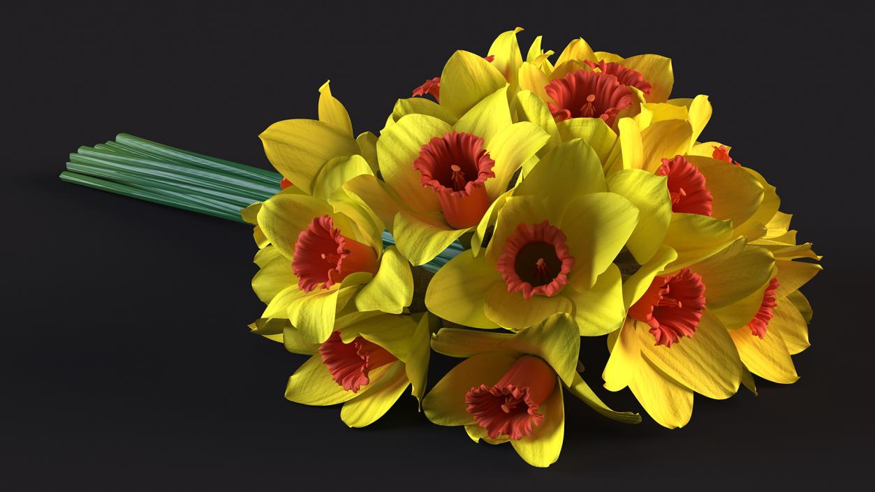 Yellow Daffodils Bouquet 3D model