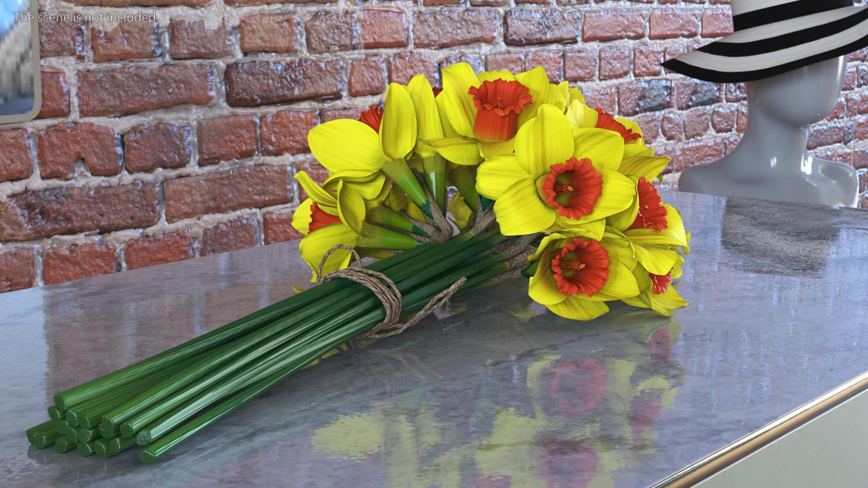 Yellow Daffodils Bouquet 3D model