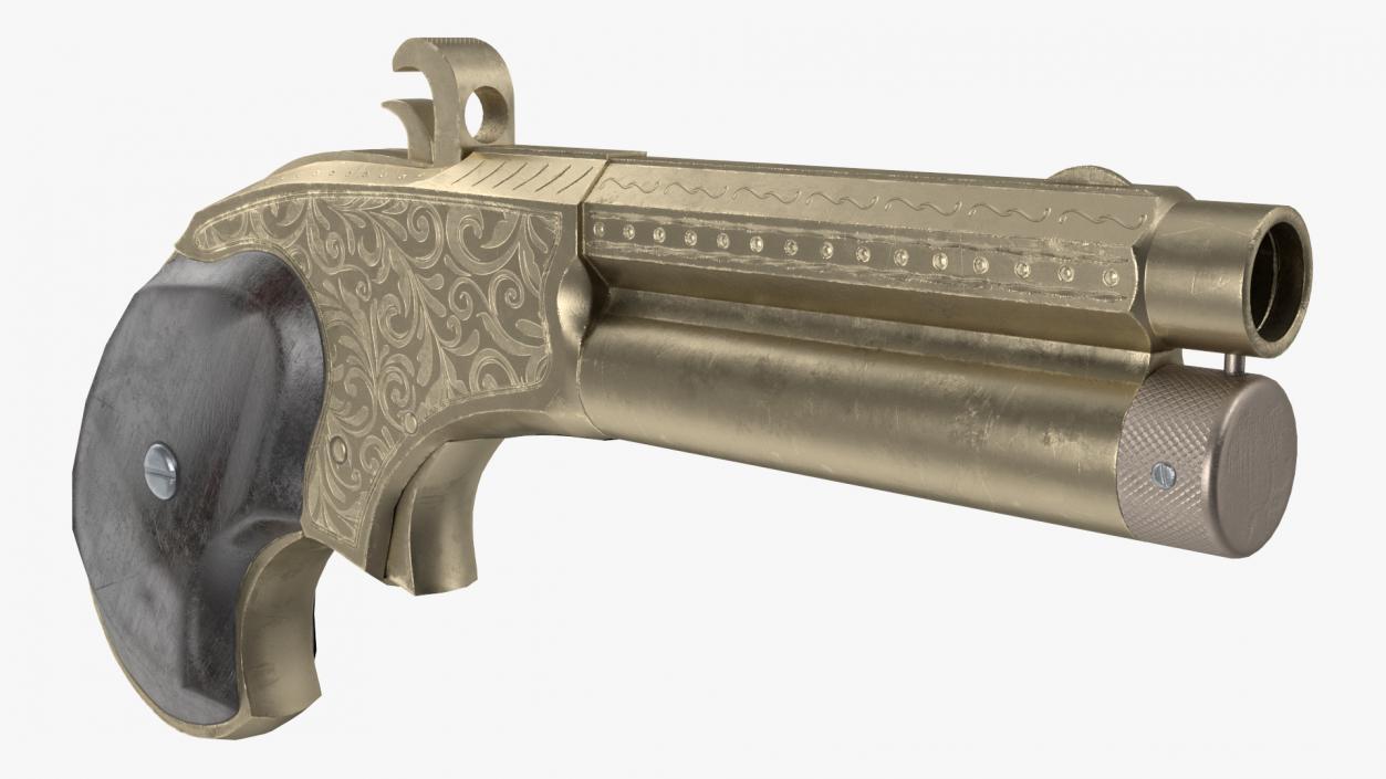 Remington Rider Magazine Golden Engraved Pistol 3D