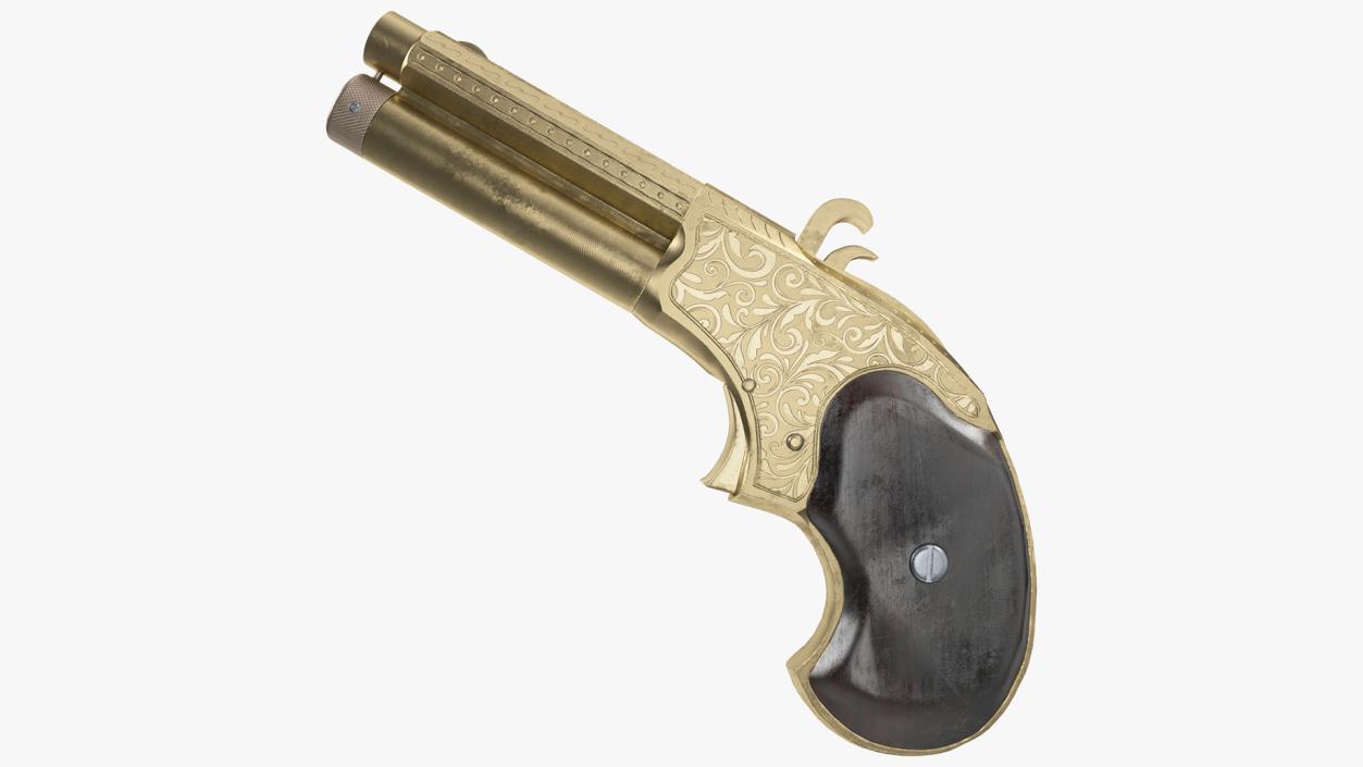 Remington Rider Magazine Golden Engraved Pistol 3D