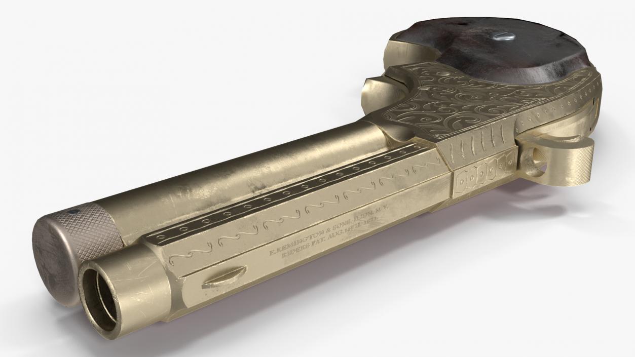 Remington Rider Magazine Golden Engraved Pistol 3D