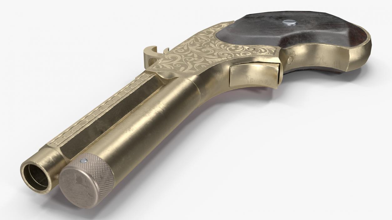 Remington Rider Magazine Golden Engraved Pistol 3D