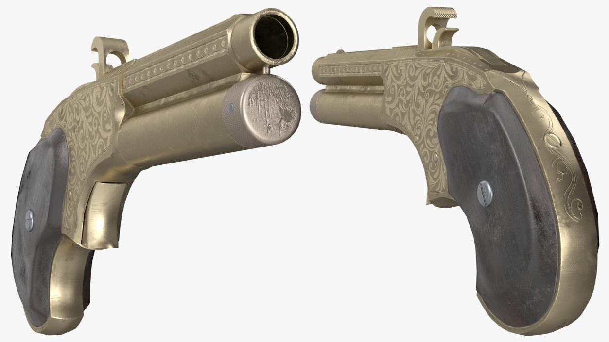 Remington Rider Magazine Golden Engraved Pistol 3D