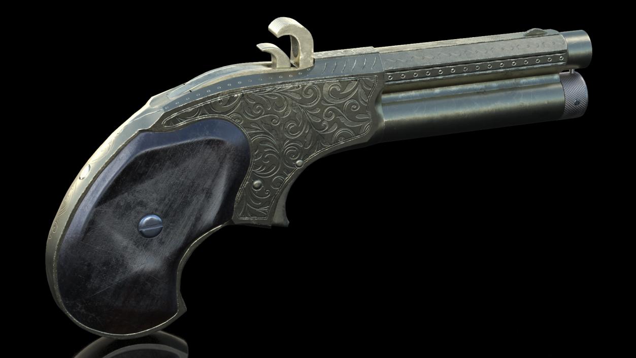 Remington Rider Magazine Golden Engraved Pistol 3D