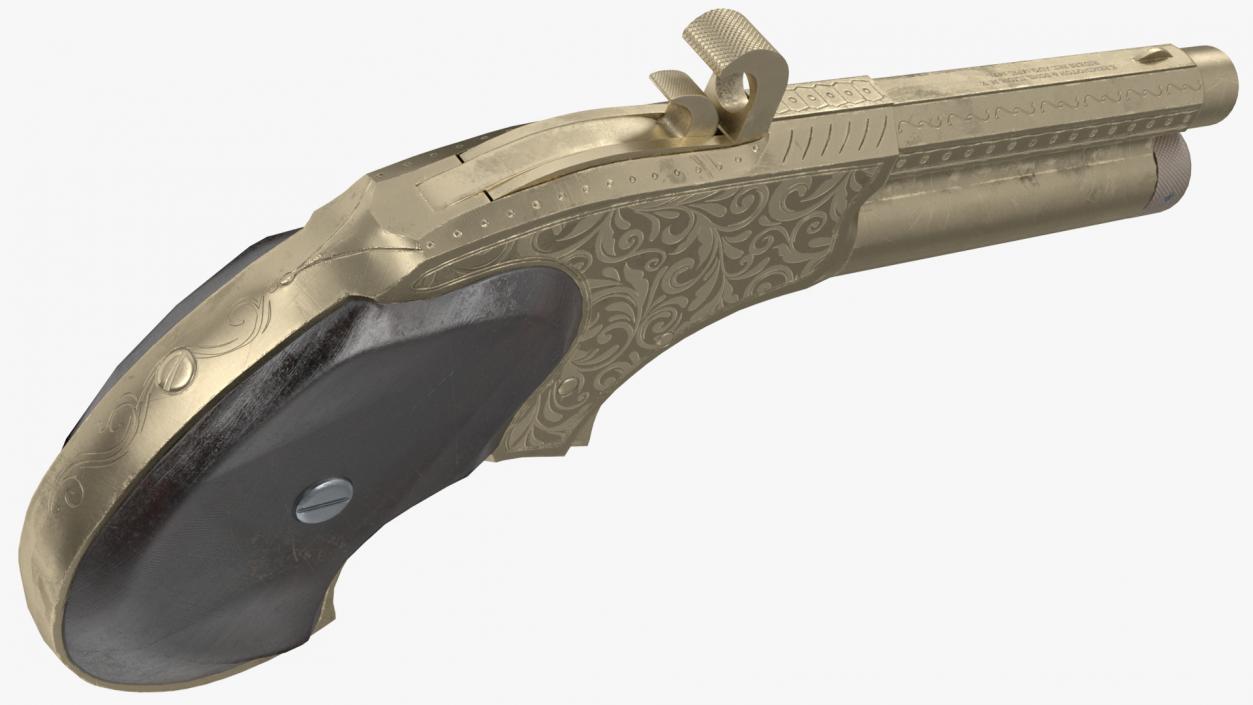 Remington Rider Magazine Golden Engraved Pistol 3D