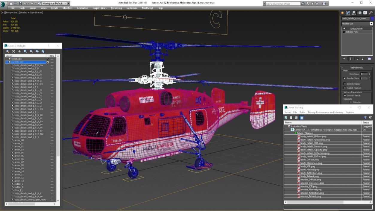 Kamov KA-32 Firefighting Helicopter Rigged 3D