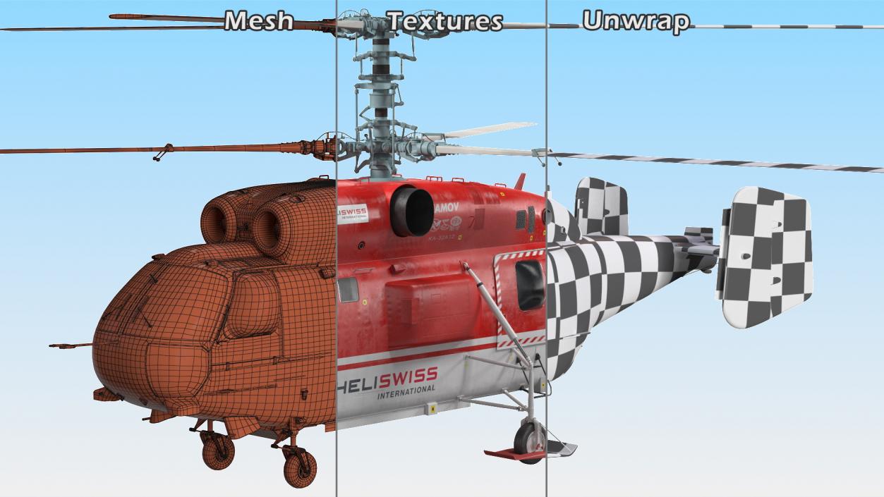 Kamov KA-32 Firefighting Helicopter Rigged 3D