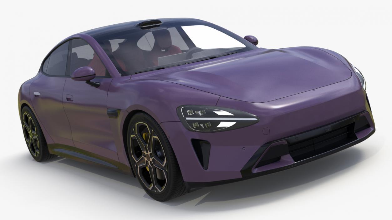 3D Electric Car Sedan Purple Simplified