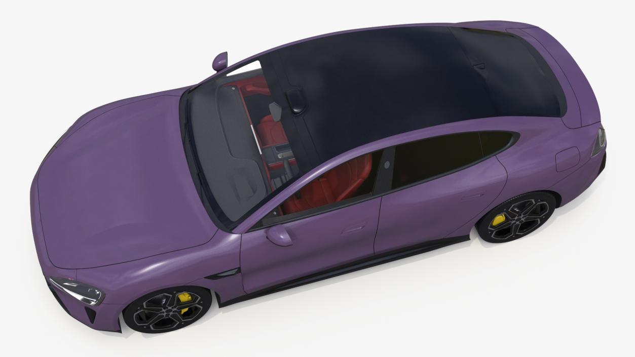 3D Electric Car Sedan Purple Simplified