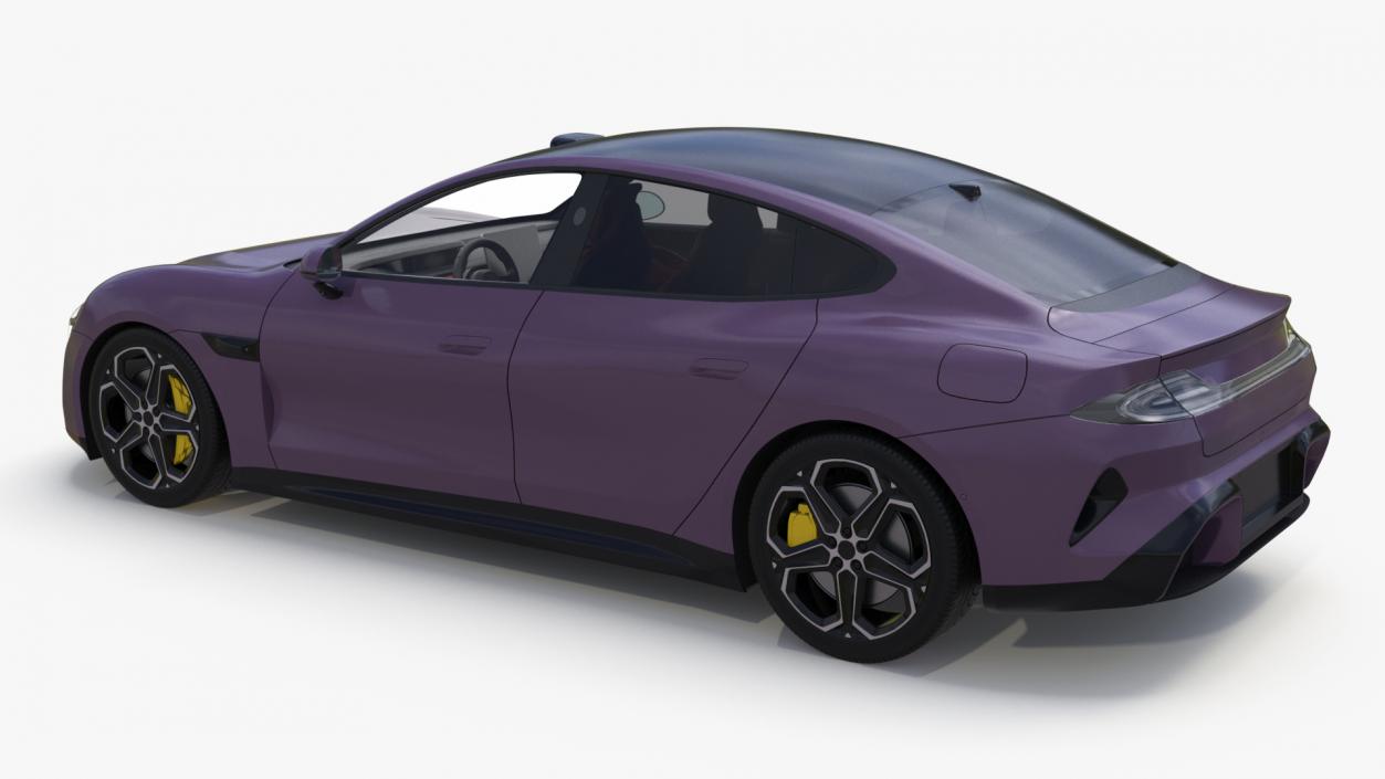 3D Electric Car Sedan Purple Simplified