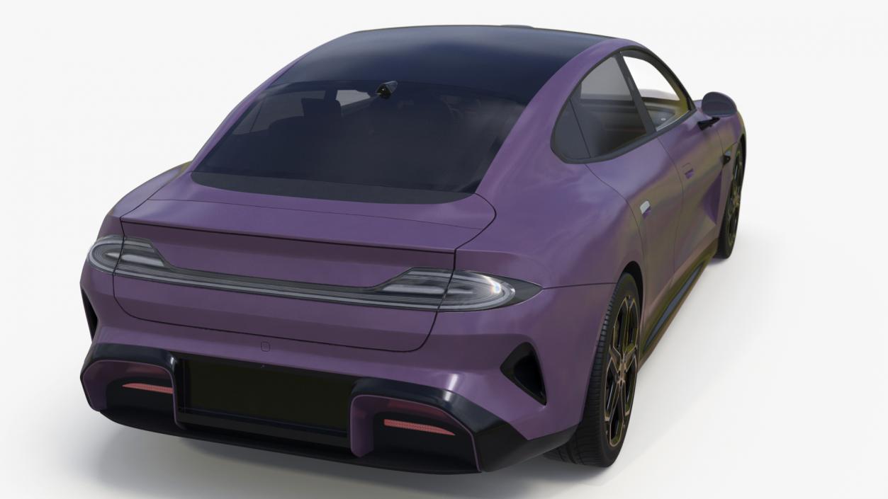 3D Electric Car Sedan Purple Simplified