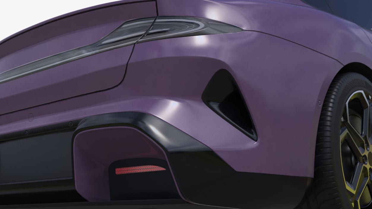 3D Electric Car Sedan Purple Simplified