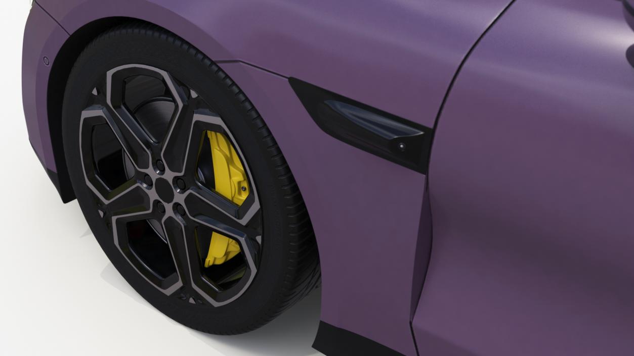 3D Electric Car Sedan Purple Simplified