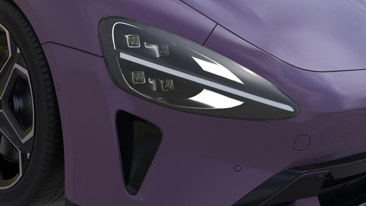 3D Electric Car Sedan Purple Simplified