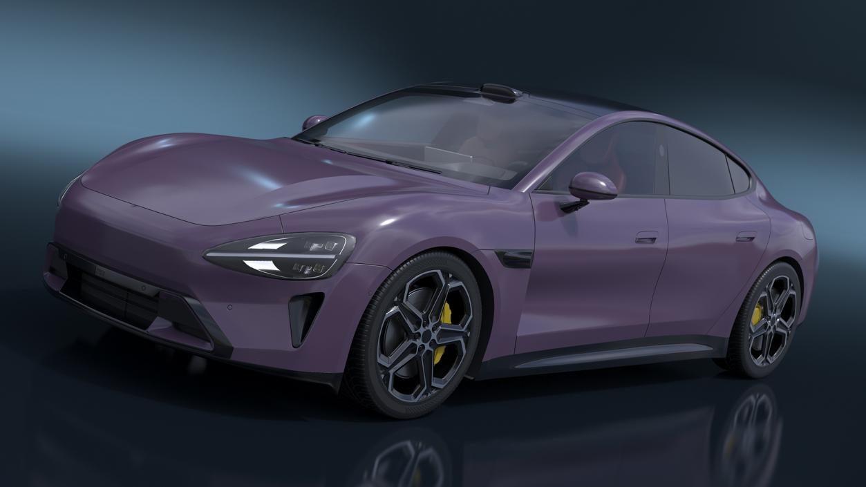 3D Electric Car Sedan Purple Simplified