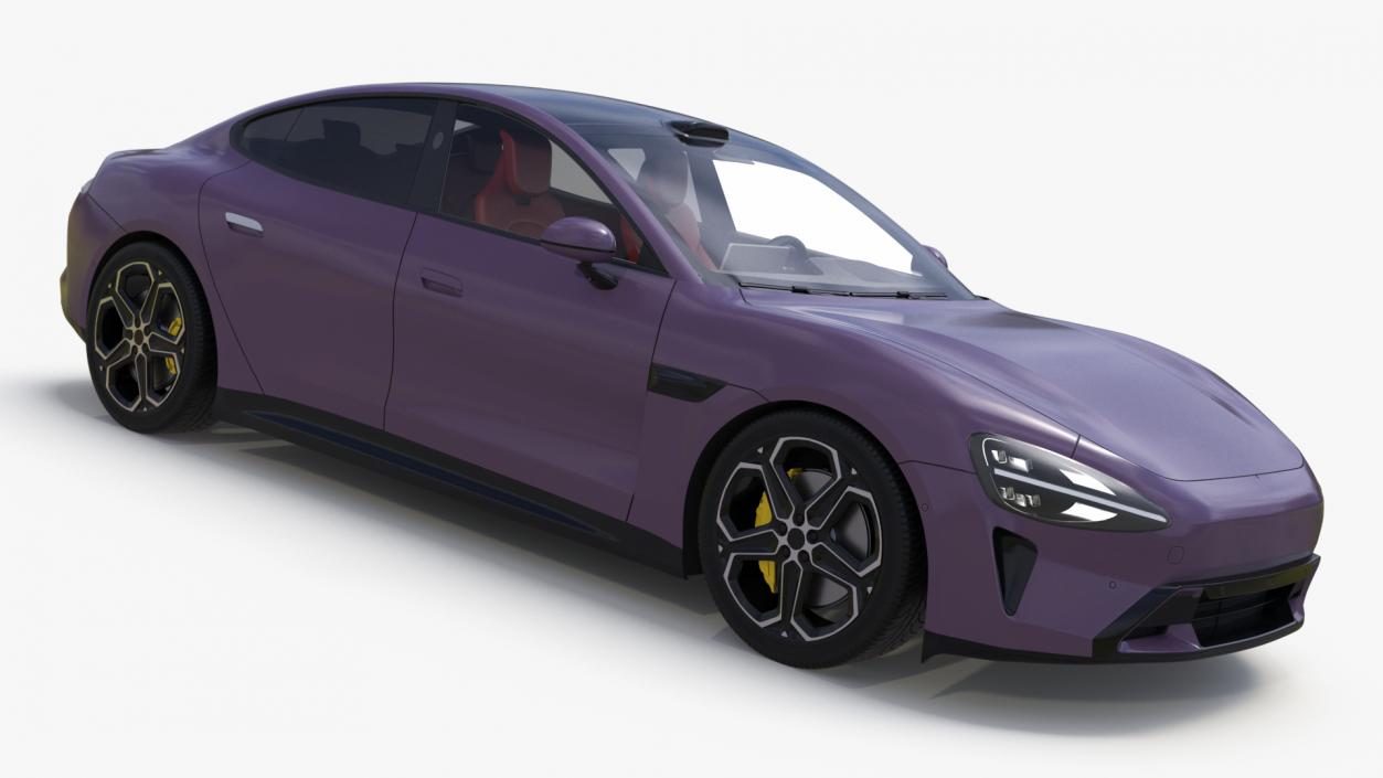 3D Electric Car Sedan Purple Simplified