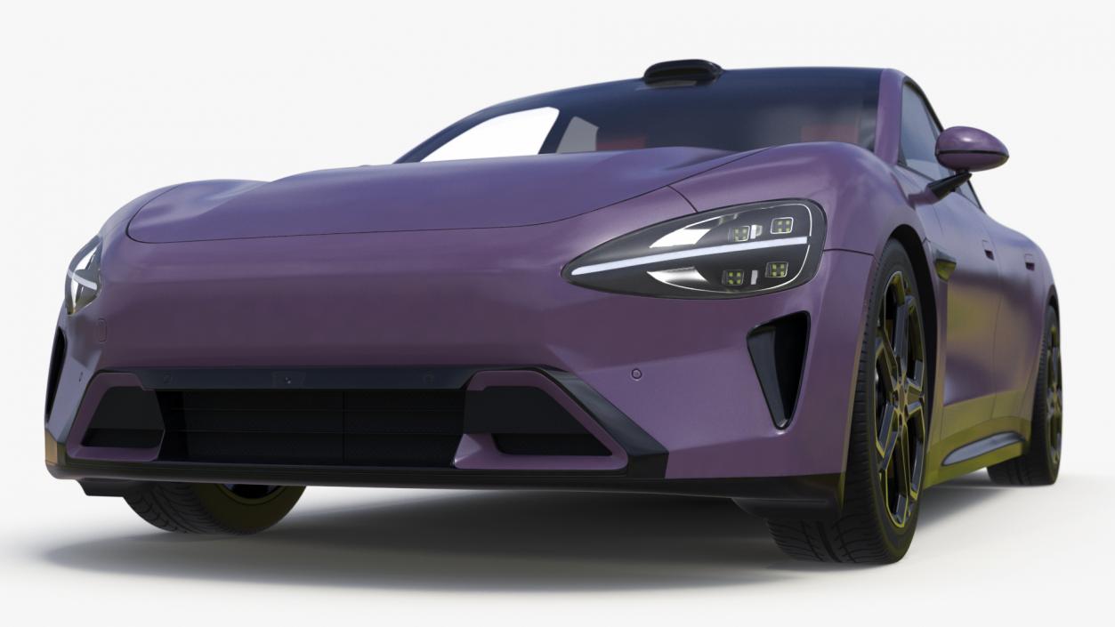 3D Electric Car Sedan Purple Simplified