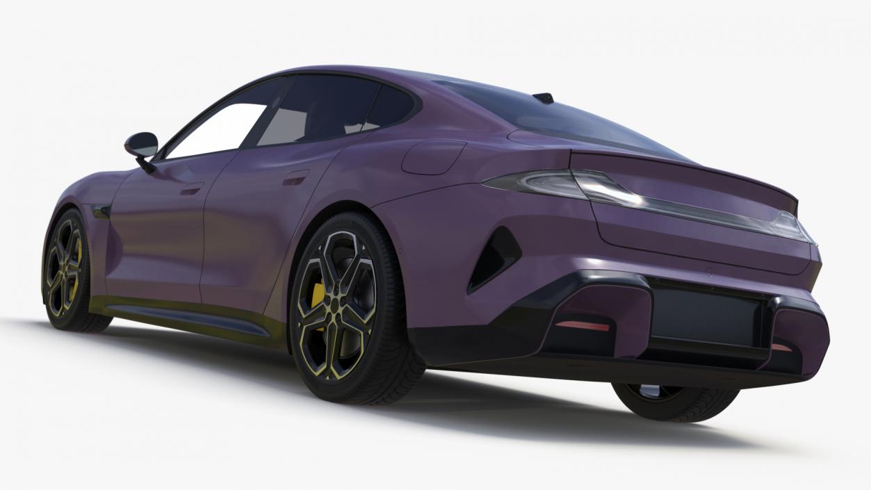 3D Electric Car Sedan Purple Simplified