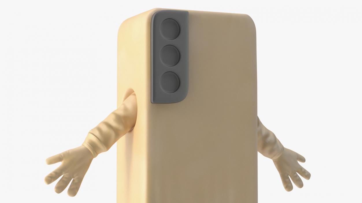 Cell Phone Costume Character Golden A-pose 3D