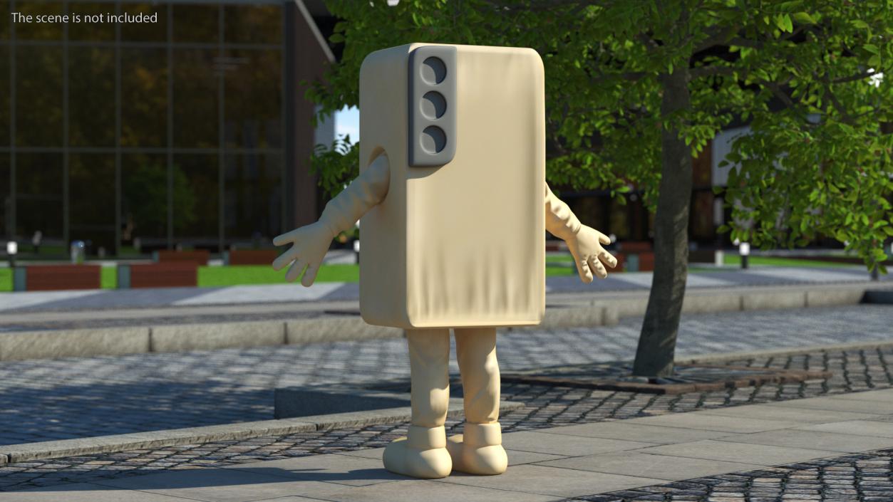 Cell Phone Costume Character Golden A-pose 3D