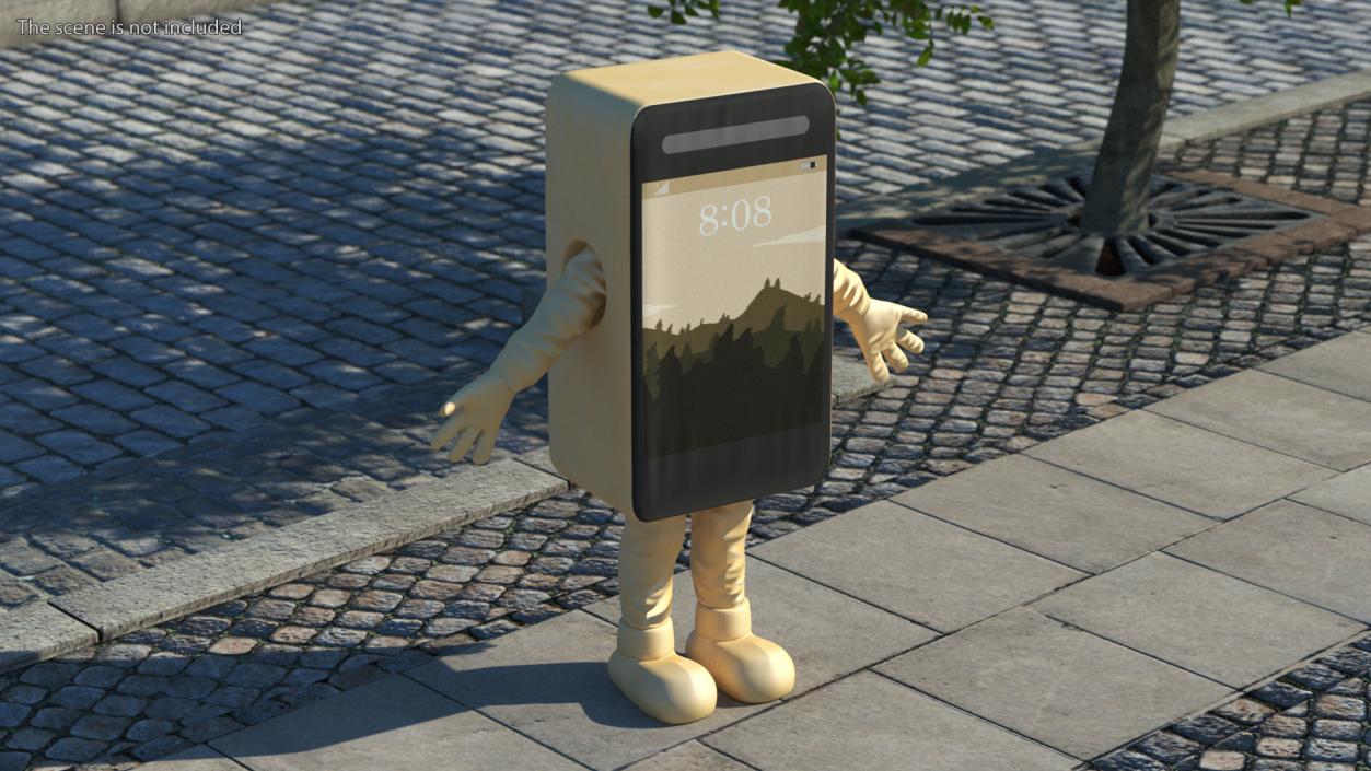 Cell Phone Costume Character Golden A-pose 3D