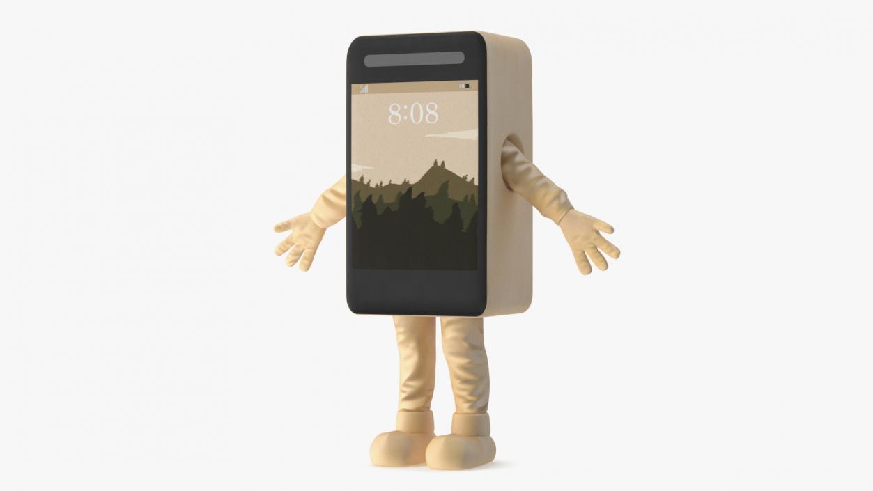 Cell Phone Costume Character Golden A-pose 3D