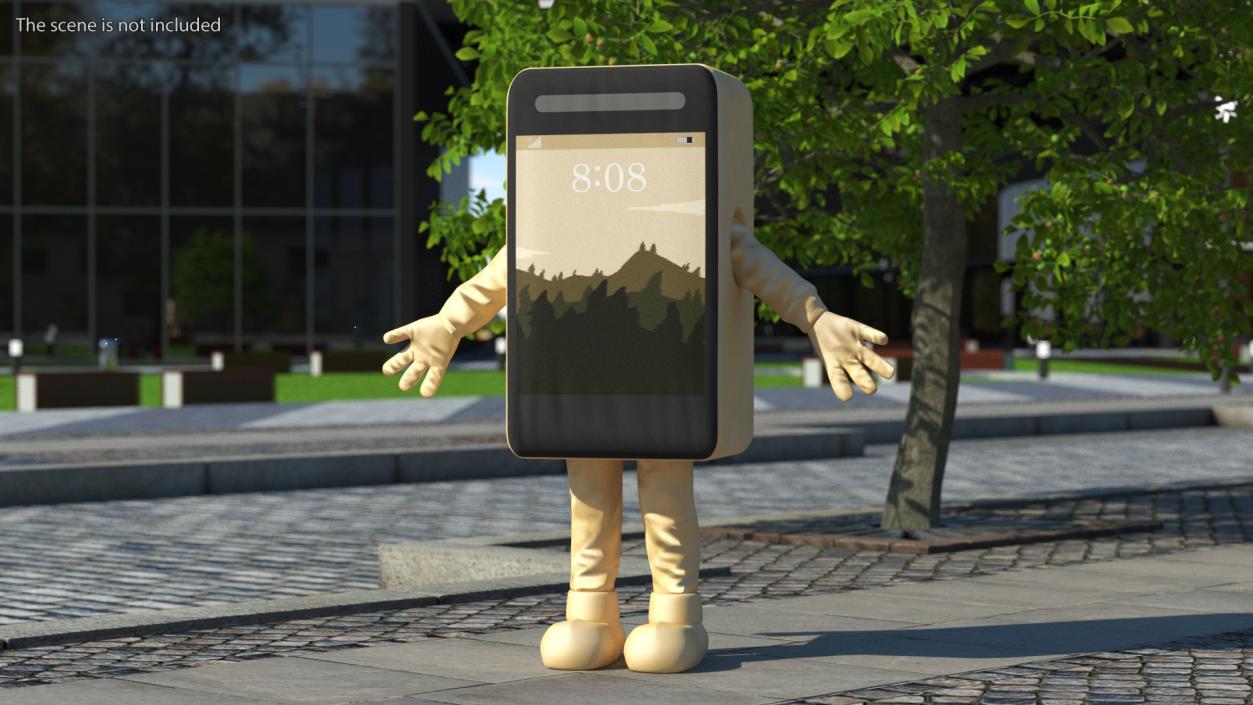 Cell Phone Costume Character Golden A-pose 3D