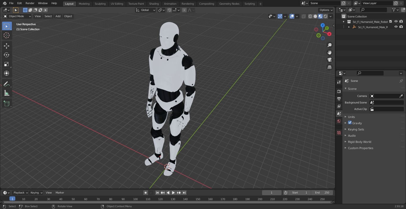 3D model Sci Fi Humanoid Male Robot Standing Pose