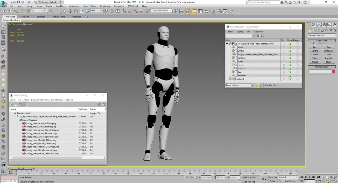 3D model Sci Fi Humanoid Male Robot Standing Pose