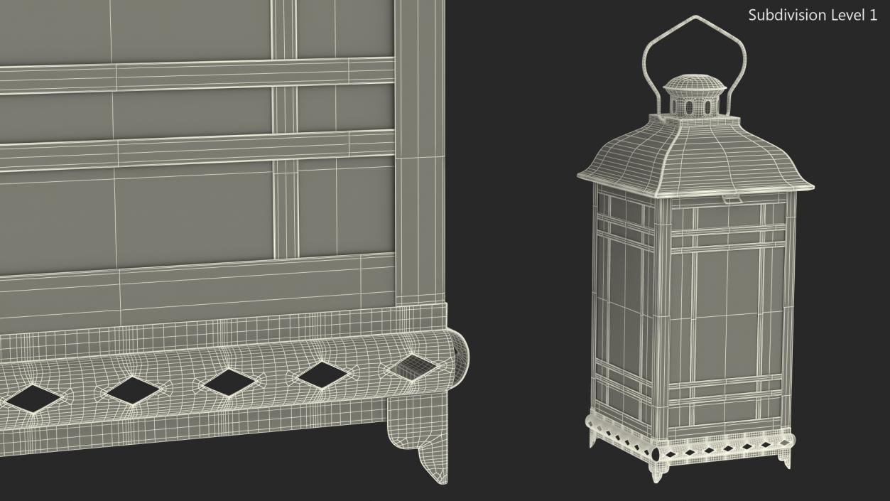 3D Candle Lantern Small Cream