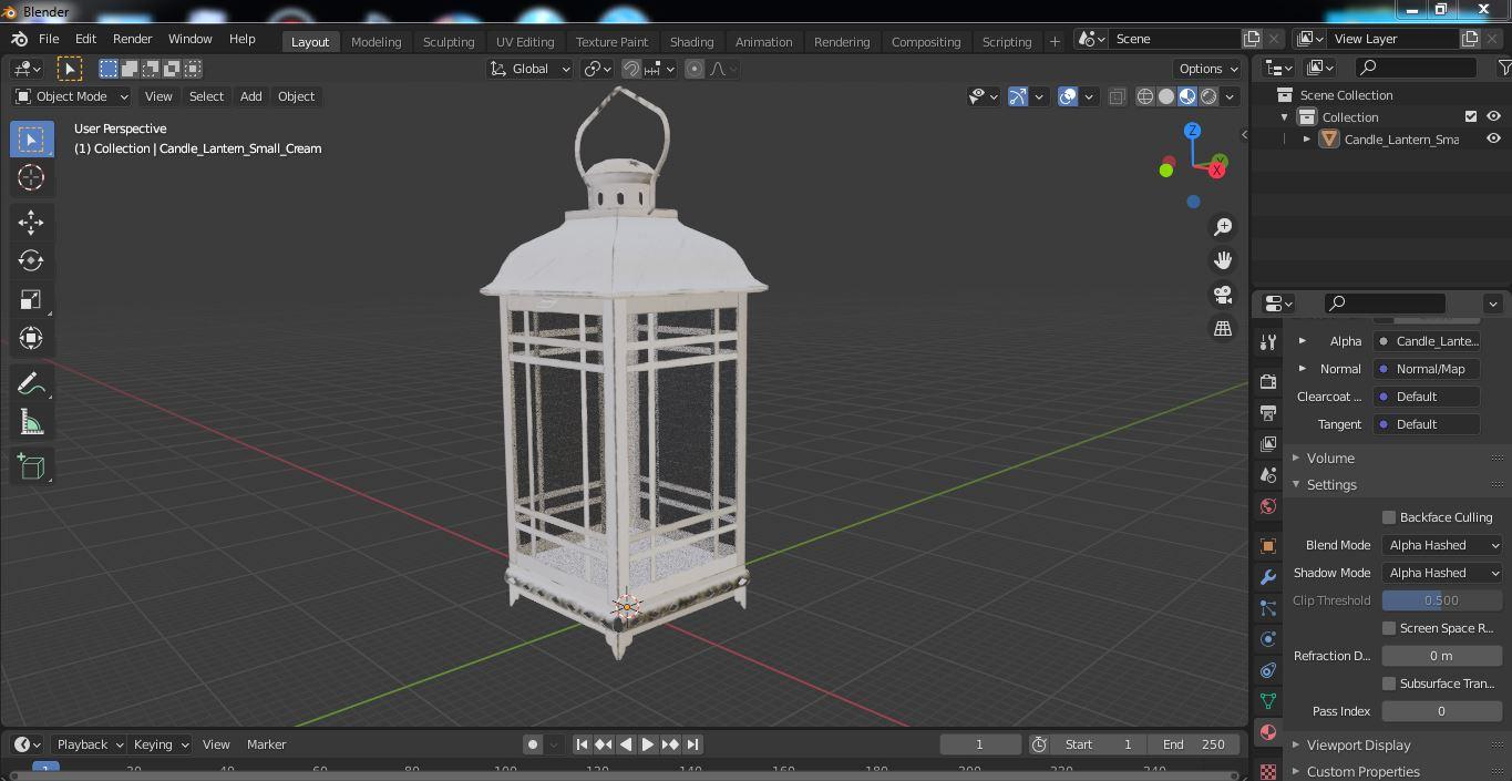 3D Candle Lantern Small Cream