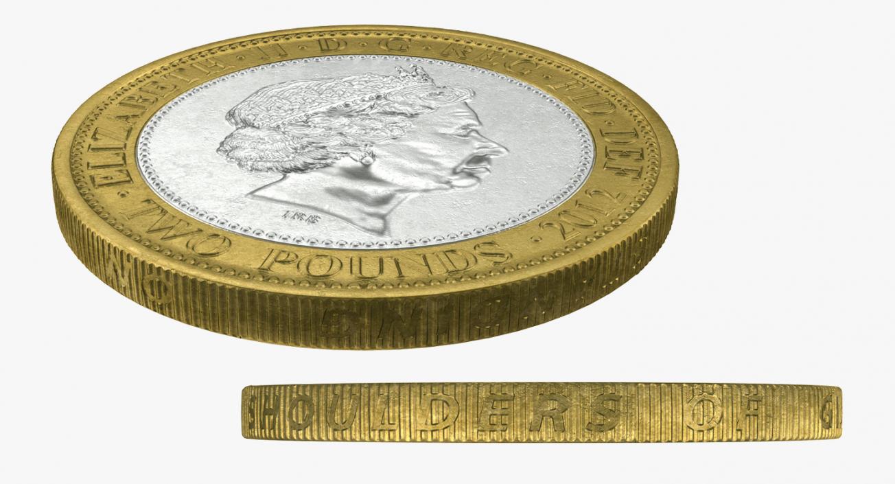 3D Two Pounds British Coin model